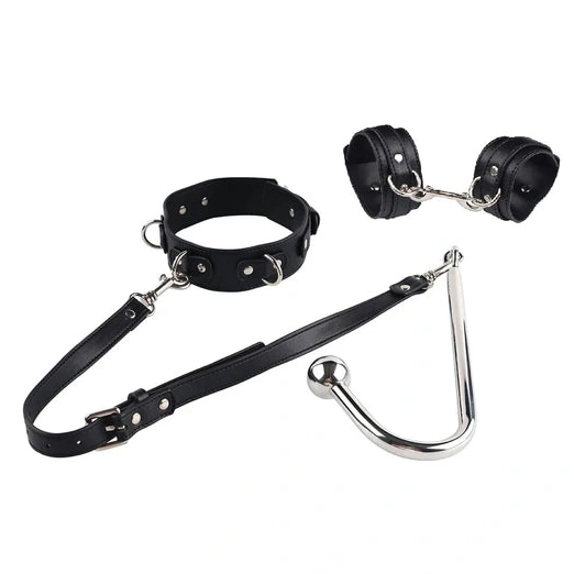 Anal Cuffs 5334 and Beaded Elegant Collar with Hook 0818